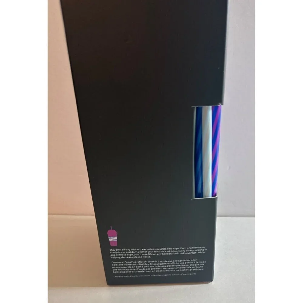 Starbucks Reusable Cold Cups With Dome Lids & Straws Set Of 5 NIB*